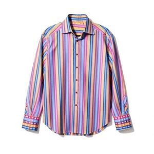Robert Graham Men's Vibrant Multi Colored Long Sleeve Shirt Size L.  Excellent c